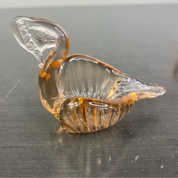 Vintage Art Glass Nesting Swans Made in Italy Salmon Amber Bowl Trinket Dishes - Picture 6 of 16